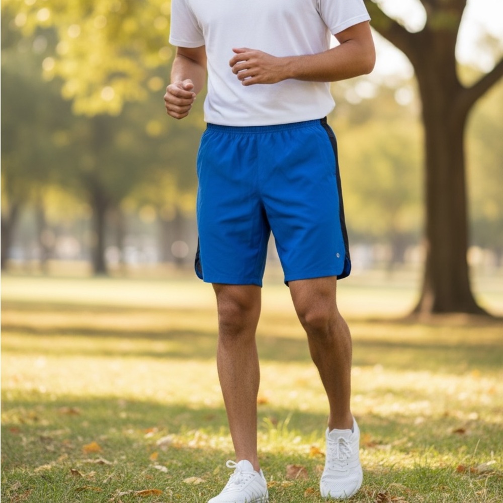 Xersion Men's Athletic Shorts - Royal Blue with navy Trim